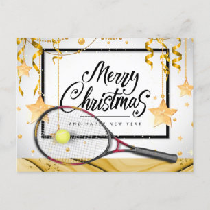 Cartes Pour Fêtes Annuelles Tennis Noël et nouvelle année avec raquette et bal