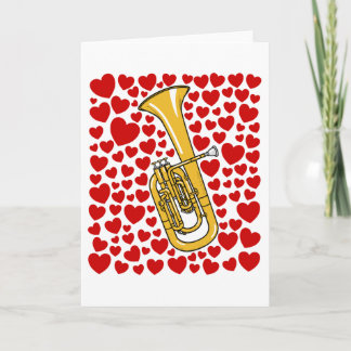 Cartes Pour Fêtes Annuelles Tenor Horn Hearts Valentines Anniversary Card