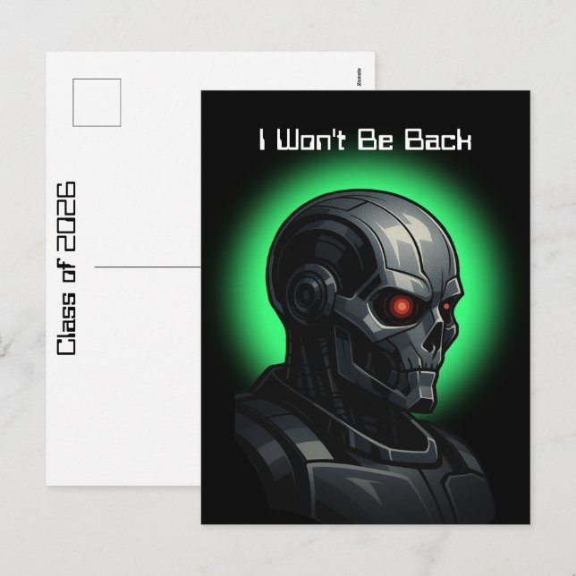 Cartes Pour Fêtes Annuelles Terminator Skull Graduation Class of 2026 Graphic (Devant / Derrière)