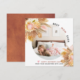 Cartes Pour Fêtes Annuelles Terracotta et fleurs roses Photo de la Fête des Mè