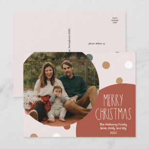 Cartes Pour Fêtes Annuelles Terracotta Rouge Boho Polka Dot Christmas One Phot