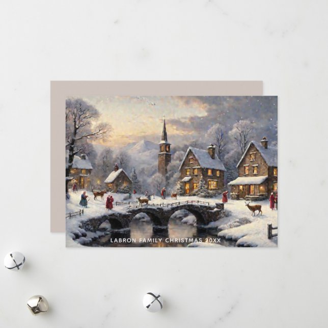 Cartes Pour Fêtes Annuelles Terrain traditionnel des merveilles hivernales nei (Devant/Arrière en situation)