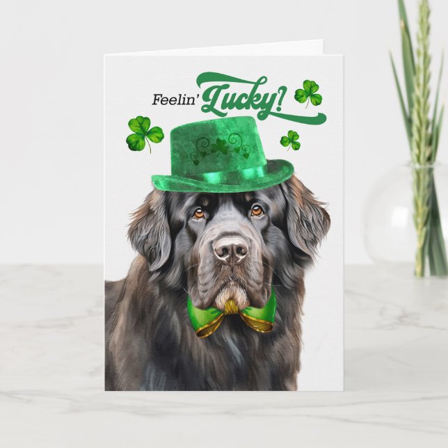 Cartes Pour Fêtes Annuelles Terre-Neuve Chien Feelin' Lucky St Patrick's Day (Devant)