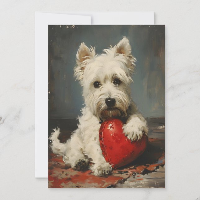 Cartes Pour Fêtes Annuelles Terrier blanc West Highland pour la Saint-Valentin (Devant)