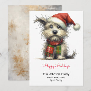Cartes Pour Fêtes Annuelles Terrier Chiot dans un Santa Hat Happy