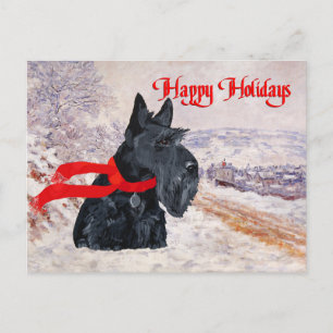 Cartes Pour Fêtes Annuelles Terrier Écossais Vacances d'Hiver