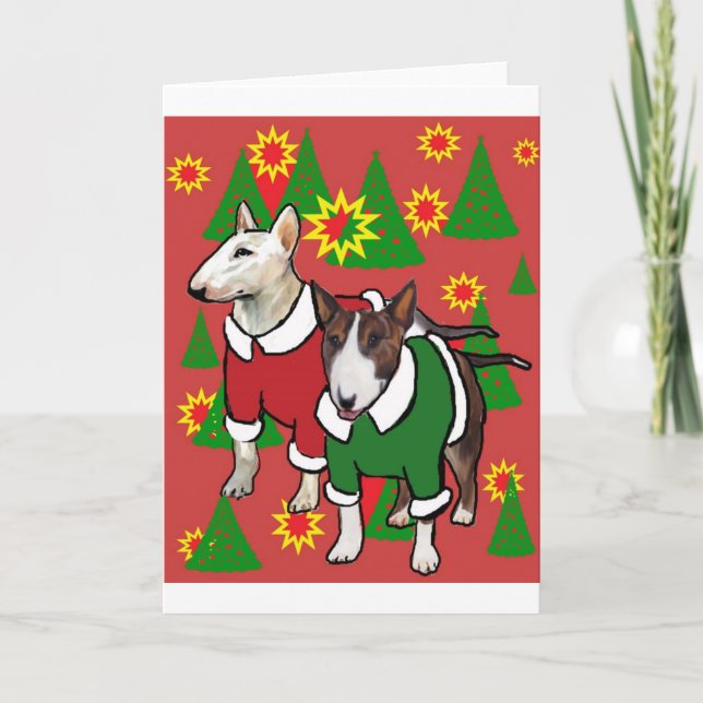 Cartes Pour Fêtes Annuelles Terrier taureau de Noël (Devant)