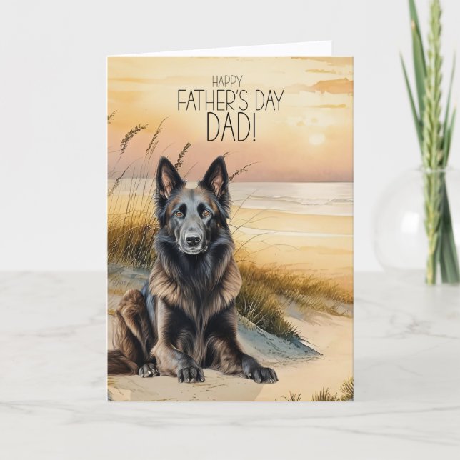Cartes Pour Fêtes Annuelles Tervuren Chien Belge Sunset Beach Fête des pères (Devant)
