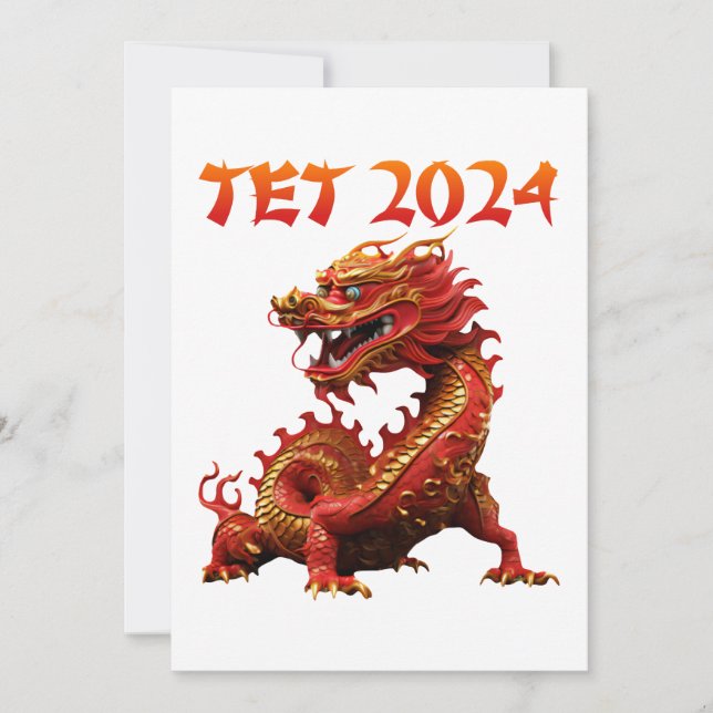 Cartes Pour Fêtes Annuelles Têt 2024 Année du Dragon Nouvel An vietnamien (Devant)