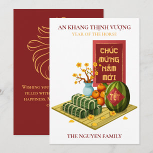 Cartes Pour Fêtes Annuelles Têt vietnamien année du cheval avec de la nourritu