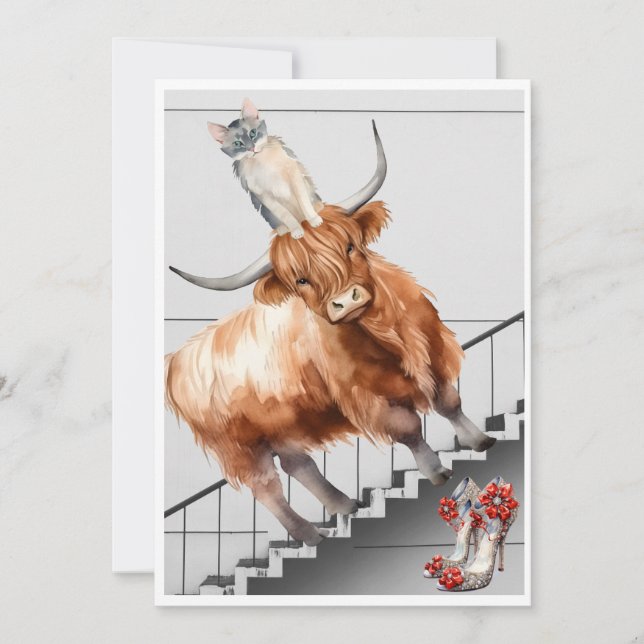 Cartes Pour Fêtes Annuelles Tête Au-Dessus Des Escaliers-Talons (Devant)