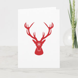 Cartes Pour Fêtes Annuelles Tête de cerf à flocon de Noël avec Antlers