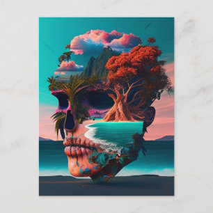 Cartes Pour Fêtes Annuelles tête de crâne colorée