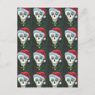 CARTES POUR FÊTES ANNUELLES TÊTE MORTE PÈRE NOËL SKULL, HUMOUR SKELETON DE NOË