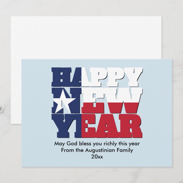 Cartes Pour Fêtes Annuelles Texan patriotique HEUREUX NOUVELLE ANNÉE (Devant / Derrière)