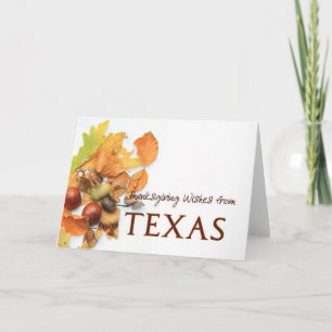 Cartes Pour Fêtes Annuelles Texas, feuilles d'automne, action de grâces