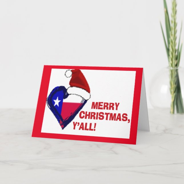 Cartes Pour Fêtes Annuelles Texas Père Noël - Joyeux Noël Y'all ! (Devant)