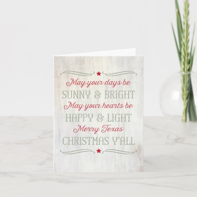 Cartes Pour Fêtes Annuelles Texas Sunny & Bright Christmas (Devant)