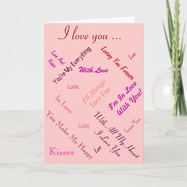 Cartes Pour Fêtes Annuelles texte d'amour romantique sur arrière - plan de cou (Devant)
