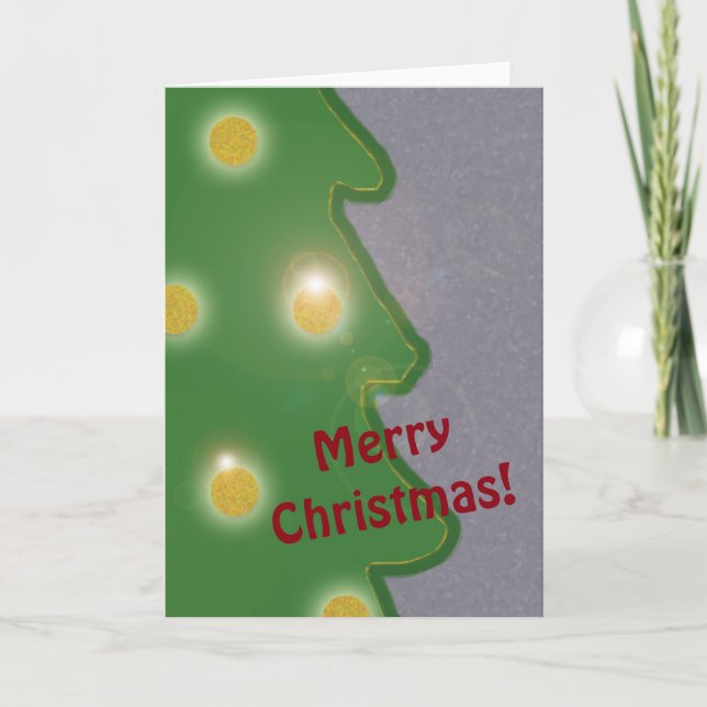 Cartes Pour Fêtes Annuelles Texte de l'arbre de Noël vert naïf (Devant)
