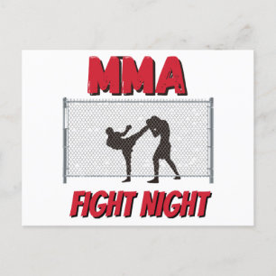 Cartes Pour Fêtes Annuelles Texte de nuit de combat mixed martial art et Silho