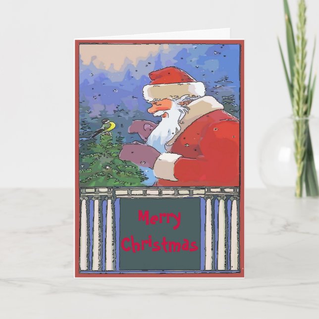 Cartes Pour Fêtes Annuelles Texte d'édition de Noël Père Noël vintage (Devant)