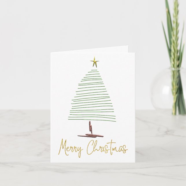 Cartes Pour Fêtes Annuelles Texte d'or Artsy Simplissime de Noël (Devant)