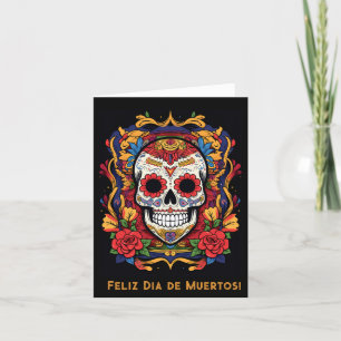 Cartes Pour Fêtes Annuelles Texte personnalisé Dia de Muertos ☠️ Crâne à sucre