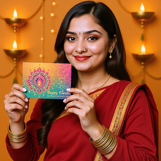 Cartes Pour Fêtes Annuelles Texte personnalisé, Diwali Festival Glow (Custom text, Diwali Festival Glow Holiday Card)