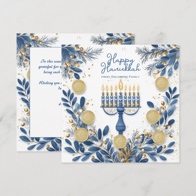 Cartes Pour Fêtes Annuelles Texte personnalisé Festive Foliage Hanoukka (Devant / Derrière)