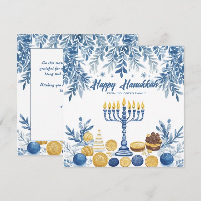 Cartes Pour Fêtes Annuelles Texte personnalisé Festive Foliage Hanoukka (Devant / Derrière)