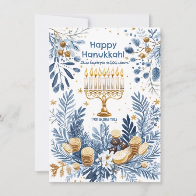 Cartes Pour Fêtes Annuelles Texte personnalisé Hanoukka de rayon d'hiver (Devant)