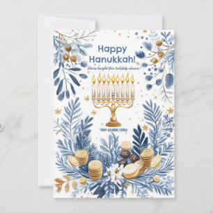 Cartes Pour Fêtes Annuelles Texte personnalisé Hanoukka de rayon d'hiver