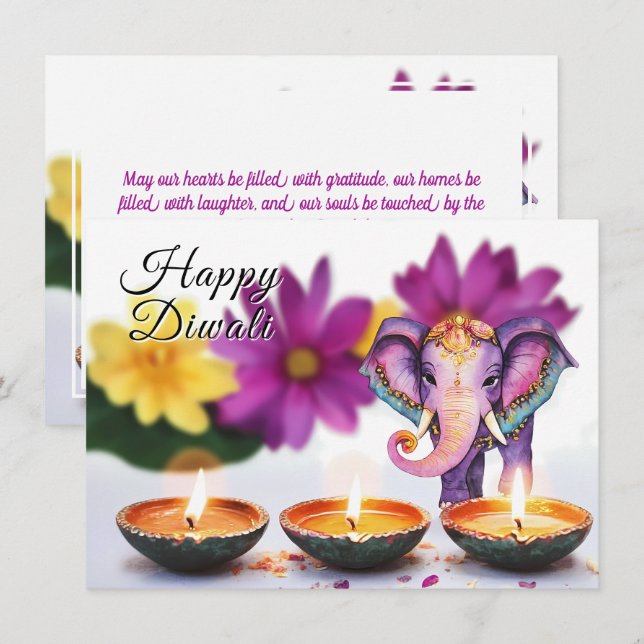 Cartes Pour Fêtes Annuelles Texte personnalisé, Majestic Diwali (Devant / Derrière)