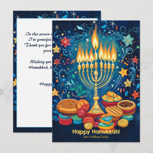 Cartes Pour Fêtes Annuelles Texte personnalisé Menorah Salutation magique