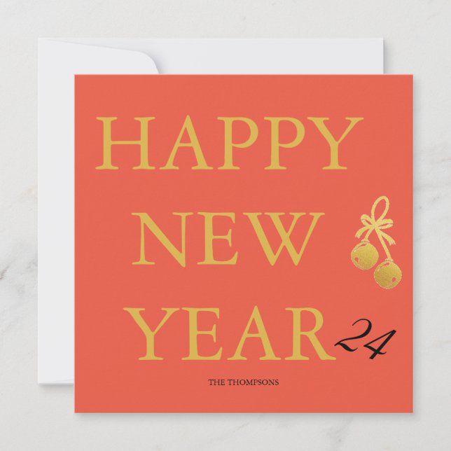 Cartes Pour Fêtes Annuelles Texte Personnalisé Moderne Joyeux Nouvel An Modifi (Devant)