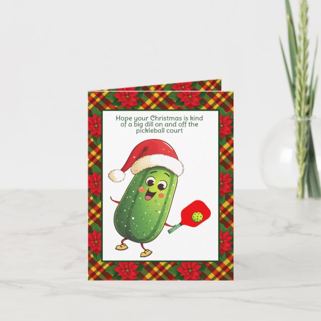 Cartes Pour Fêtes Annuelles Texte personnalisé Père Noël Pickleball Rally (Devant)
