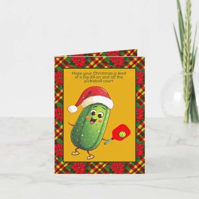 Cartes Pour Fêtes Annuelles Texte personnalisé Père Noël Pickleball Rally (Devant)