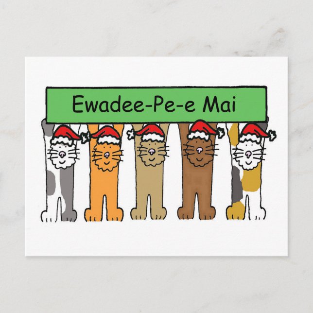 Cartes Pour Fêtes Annuelles Thai Happy Christmas Cartoon Cats (Devant)