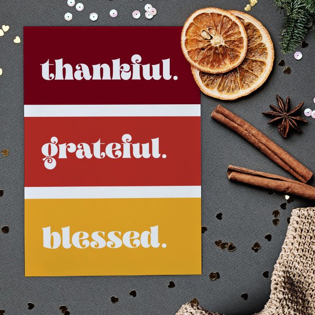 Cartes Pour Fêtes Annuelles Thankful Grateful Blessed Thanksgiving (Créateur téléchargé)