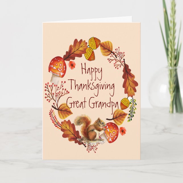 Cartes Pour Fêtes Annuelles Thankgiving Autumn Wire Squirrel Grand Grand Grand (Devant)