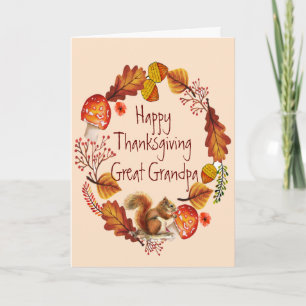 Cartes Pour Fêtes Annuelles Thankgiving Autumn Wire Squirrel Grand Grand Grand
