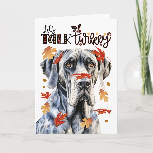Cartes Pour Fêtes Annuelles Thankgiving Great Dane Dog Parlons Turquie (Devant)