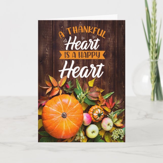 Cartes Pour Fêtes Annuelles Thanksgiving A Thankful Heart Citrouille and Gourd (Devant)