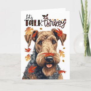 Cartes Pour Fêtes Annuelles Thanksgiving Airedale Chien Parlons Turquie