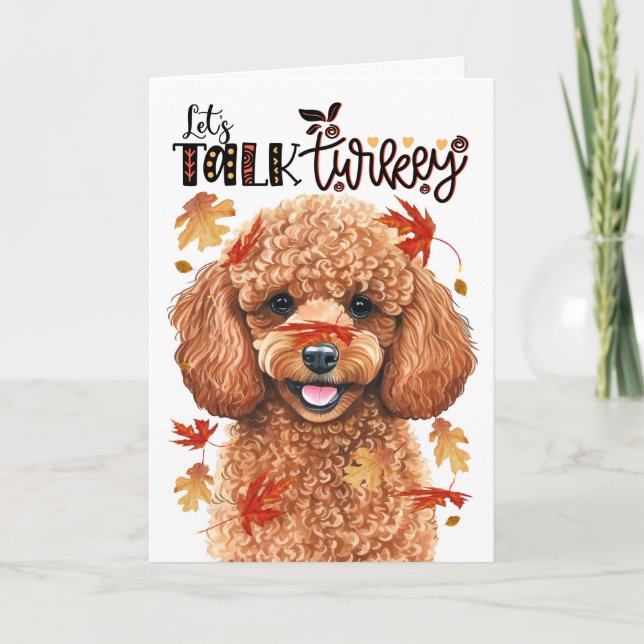 Cartes Pour Fêtes Annuelles Thanksgiving Apricot Poodchien Parlons Turquie (Devant)