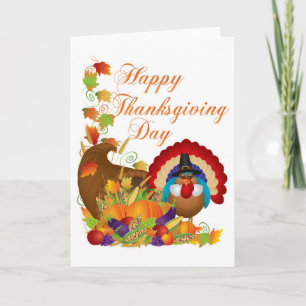 Cartes Pour Fêtes Annuelles Thanksgiving automne Harvest Cornucopia et Turquie