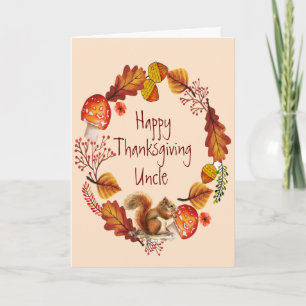 Cartes Pour Fêtes Annuelles Thanksgiving Autumn Wreath Uncle Red Squirel