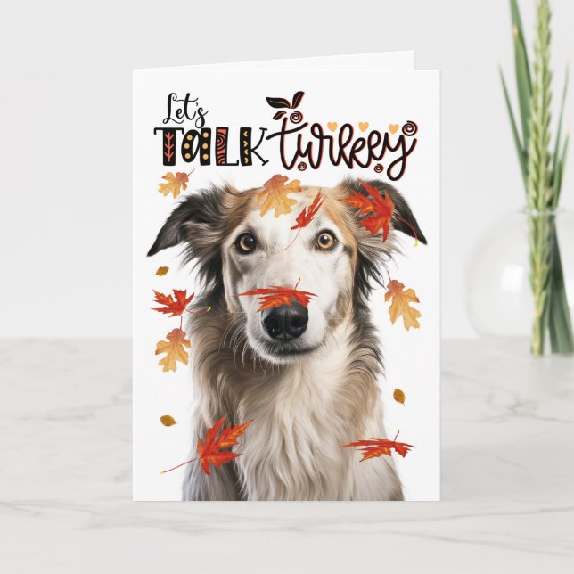 Cartes Pour Fêtes Annuelles Thanksgiving Borzoi Dog Parlons Turquie (Devant)