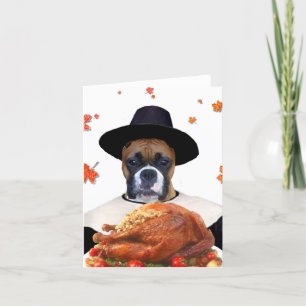 Cartes Pour Fêtes Annuelles Thanksgiving boxer dog notecard